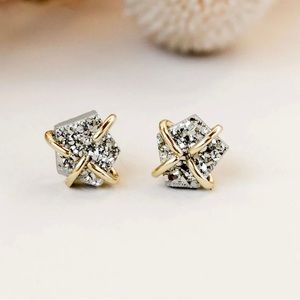 JaxKelly Silver Druzy Prong Earring Studs